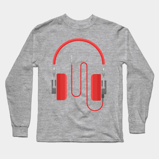 Red headphones Long Sleeve T-Shirt by Mihahanya